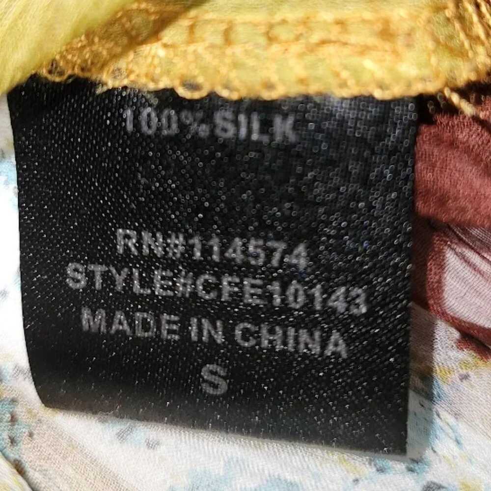 Everest Apparel 100% Silk Blouse Sheer Multicolored Elastic Waist Top Size S - Picture 12 of 14